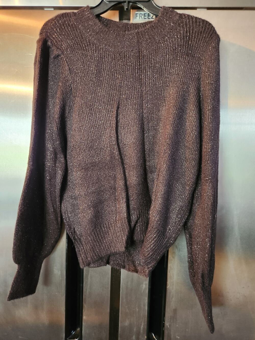 Time and Tru Women's Brown Shimmer Metallic Knit Sweater Size L